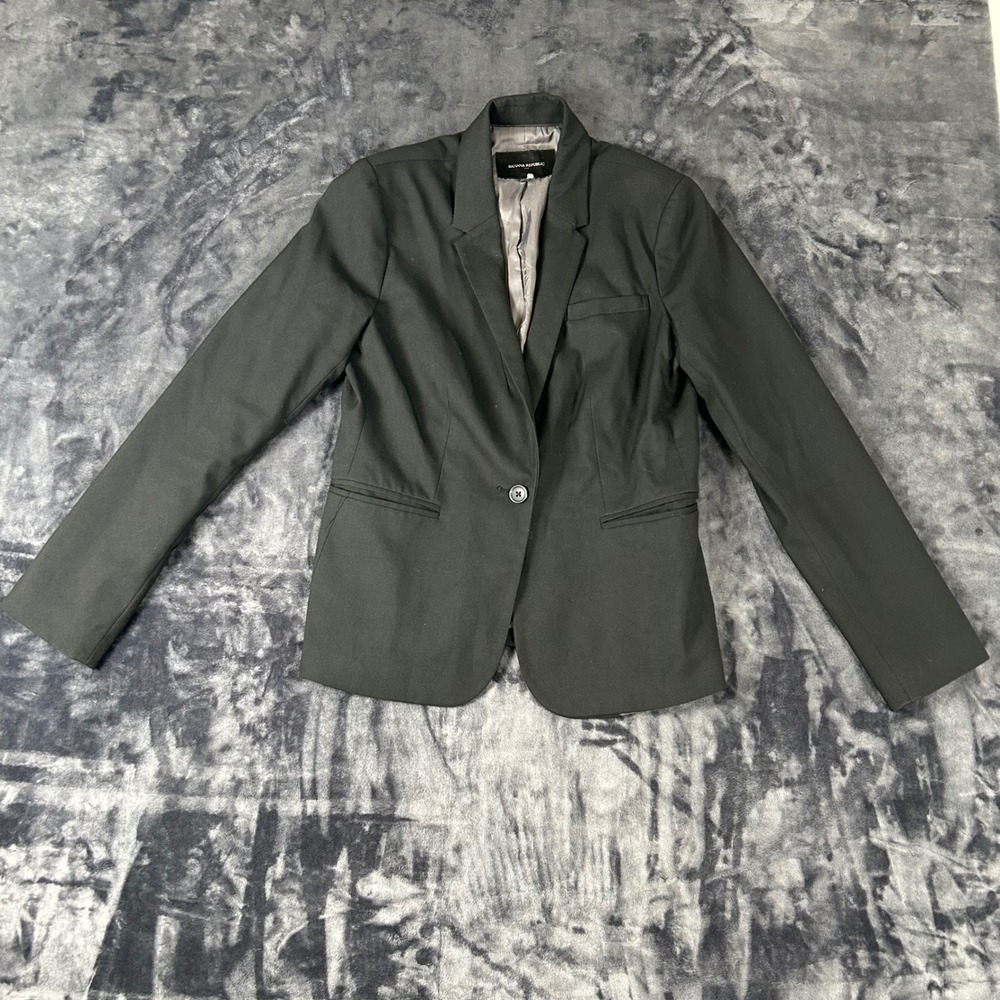 Banana Republic Blazer Women 6‎ Black Single Button Stretch Career Professional
